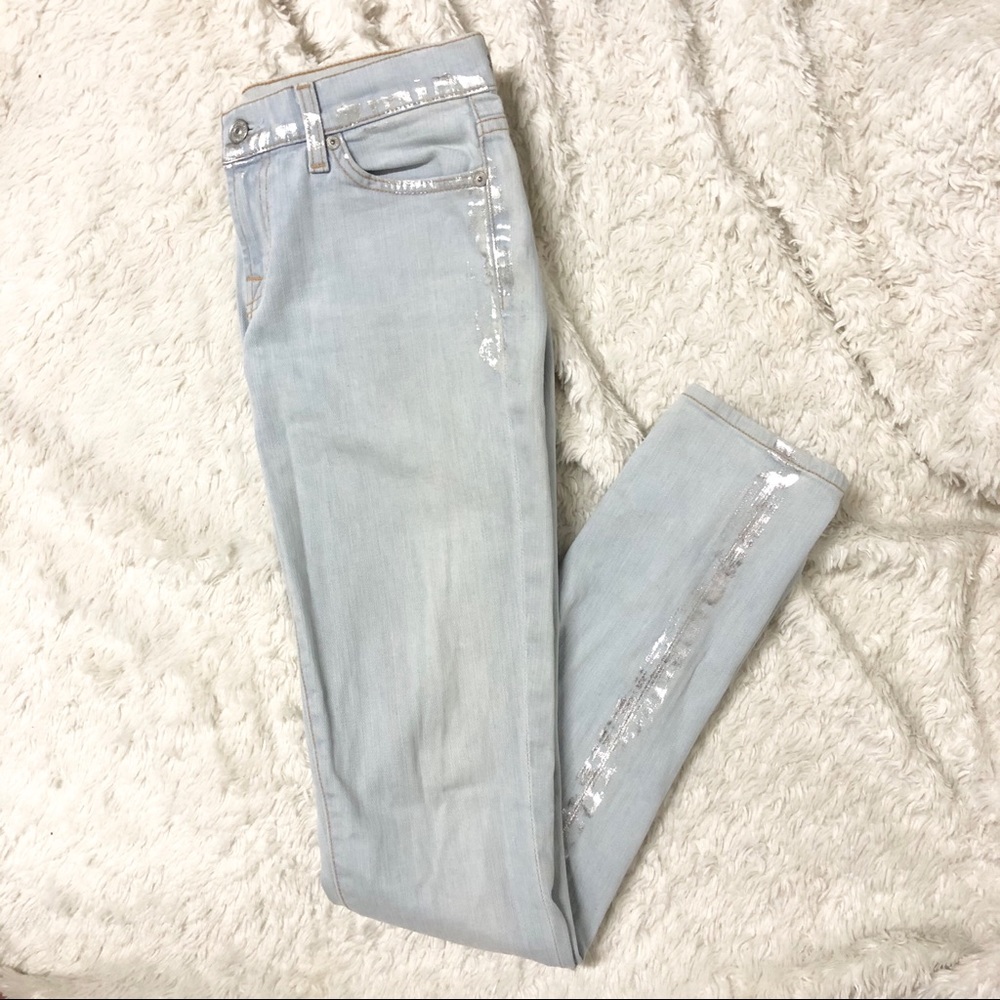 7 For All Mankind Roxanne Skinny Jeans w Silver